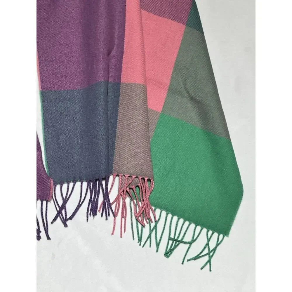 J Crew Wrap Shawl Classic Scarf Large Plaid Colorful 24.5